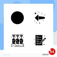 paquete moderno de 4 iconos símbolos de glifos sólidos aislados en fondo blanco para el diseño de sitios web vector