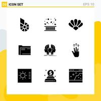 Set of 9 Vector Solid Glyphs on Grid for empty computer leaf archive crypto currency Editable Vector Design Elements