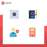 Group of 4 Modern Flat Icons Set for cinema new book repair computer Editable Vector Design Elements