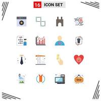 Set of 16 Modern UI Icons Symbols Signs for coding hexagon castle building data connect Editable Pack of Creative Vector Design Elements