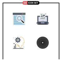 4 User Interface Flat Icon Pack of modern Signs and Symbols of browser mind window sales process Editable Vector Design Elements