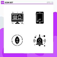 Set of 4 icons in solid style Creative Glyph Symbols for Website Design and Mobile Apps Simple Solid Icon Sign Isolated on White Background 4 Icons vector