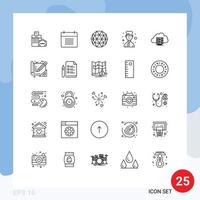 Line Pack of 25 Universal Symbols of storage cook schedule chef crypto currency Editable Vector Design Elements