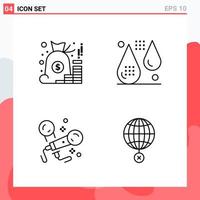 Collection of 4 Vector Icons in Line style Modern Outline Symbols for Web and Mobile Line Icon Sign Isolated on White Background 4 Icons