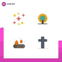 Set of 4 Modern UI Icons Symbols Signs for galaxy fire wheel ship christian Editable Vector Design Elements