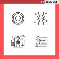 4 Icon Pack Line Style Outline Symbols on White Background Simple Signs for general designing vector