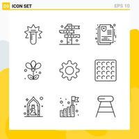 colección de 9 iconos de línea universal conjunto de iconos para web y móvil vector