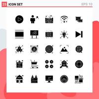 Pack of 25 Modern Solid Glyphs Signs and Symbols for Web Print Media such as macbook business business plan computer coffee Editable Vector Design Elements