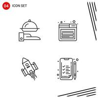 Collection of 4 Vector Icons in Line style Pixle Perfect Outline Symbols for Web and Mobile Line Icon Signs on White Background 4 Icons