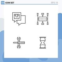 4 Creative Icons Modern Signs and Symbols of chatting planning message workflow planning controls Editable Vector Design Elements