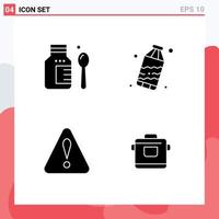 4 Creative Icons Modern Signs and Symbols of healthcare cooker pollution alert rice Editable Vector Design Elements