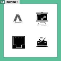 Set of 4 Modern UI Icons Symbols Signs for ladder connection repair data internet Editable Vector Design Elements