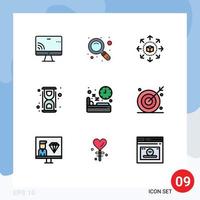 Set of 9 Modern UI Icons Symbols Signs for diet process eshop convert lab Editable Vector Design Elements