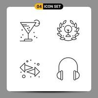 4 Black Icon Pack Outline Symbols Signs for Responsive designs on white background 4 Icons Set vector