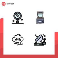 User Interface Pack of 4 Basic Filledline Flat Colors of research play medicine console cloud Editable Vector Design Elements