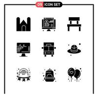 Set of 9 Solid Style Icons for web and mobile Glyph Symbols for print Solid Icon Signs Isolated on White Background 9 Icon Set vector