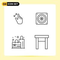 4 Creative Icons for Modern website design and responsive mobile apps 4 Outline Symbols Signs on White Background 4 Icon Pack vector