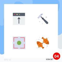Set of 4 Commercial Flat Icons pack for app photo upload tool diet Editable Vector Design Elements
