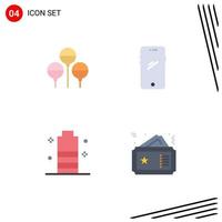 Editable Vector Line Pack of 4 Simple Flat Icons of bloon charging phone android mobile battery Editable Vector Design Elements