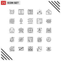 Universal Icon Symbols Group of 25 Modern Lines of e system main plumbing mechanical Editable Vector Design Elements