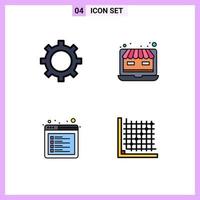 Set of 4 Modern UI Icons Symbols Signs for finance web shop browser correction Editable Vector Design Elements