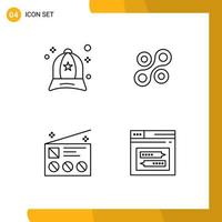 4 Thematic Vector Filledline Flat Colors and Editable Symbols of accessories marketing fashion cryptocurrency radio Editable Vector Design Elements