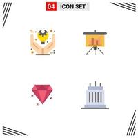 Pack of 4 Modern Flat Icons Signs and Symbols for Web Print Media such as business diamond product blackboard buildings Editable Vector Design Elements