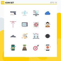 16 iconos creativos signos y símbolos modernos de programación de protección de nube de almacenamiento desarrollan paquete editable de elementos creativos de diseño de vectores