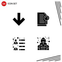 Collection of 4 Vector Icons in solid style Pixle Perfect Glyph Symbols for Web and Mobile Solid Icon Signs on White Background 4 Icons