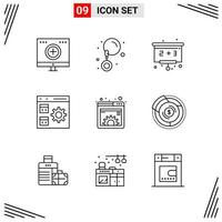 9 Icons Line Style Grid Based Creative Outline Symbols for Website Design Simple Line Icon Signs Isolated on White Background 9 Icon Set vector