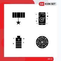 Universal Solid Glyphs Set for Web and Mobile Applications army energy medal essential power Editable Vector Design Elements