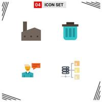 Editable Vector Line Pack of 4 Simple Flat Icons of factory container industry basket office Editable Vector Design Elements