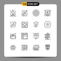 Outline Pack of 16 Universal Symbols of comet pencil accessories pen writing Editable Vector Design Elements