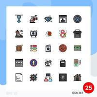 Set of 25 Modern UI Icons Symbols Signs for nature password globe website page Editable Vector Design Elements