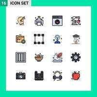 grupo de 16 signos y símbolos de líneas llenas de color plano para gráficos estadísticos iot chart mac elementos de diseño de vectores creativos editables