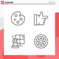 Collection of 4 Vector Icons in Line style Modern Outline Symbols for Web and Mobile Line Icon Sign Isolated on White Background 4 Icons