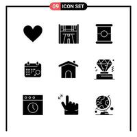 Set of 9 Solid Style Icons for web and mobile Glyph Symbols for print Solid Icon Signs Isolated on White Background 9 Icon Set vector