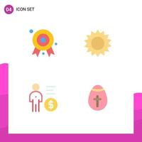 User Interface Pack of 4 Basic Flat Icons of award management badge garden money Editable Vector Design Elements