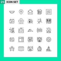 Line Pack of 25 Universal Symbols of beach layout mail control task Editable Vector Design Elements