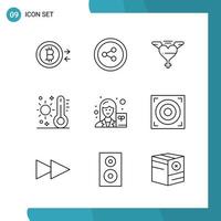 Vector Pack of 9 Outline Symbols Line Style Icon Set on White Background for Web and Mobile