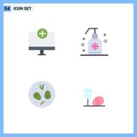 4 Universal Flat Icon Signs Symbols of add salad gadget foam drink Editable Vector Design Elements