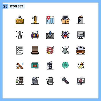 Universal Icon Symbols Group of 25 Modern Filled line Flat Colors of fast food file temperature document zip Editable Vector Design Elements