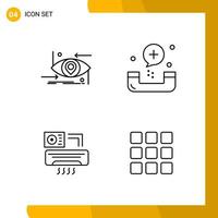 4 Icon Set Line Style Icon Pack Outline Symbols isolated on White Backgound for Responsive Website Designing vector