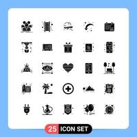 Solid Glyph Pack of 25 Universal Symbols of calender right arrow success reload fly Editable Vector Design Elements