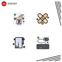 4 Filledline Flat Color concept for Websites Mobile and Apps cigarette towel bandage bathroom keyboard Editable Vector Design Elements