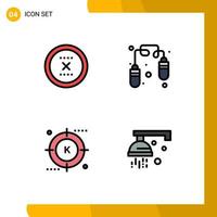 4 Universal Filledline Flat Color Signs Symbols of cancel keyword delete fitness optimization Editable Vector Design Elements