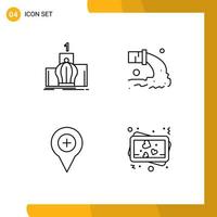 User Interface Pack of 4 Basic Filledline Flat Colors of crown waste monarchy pollution map Editable Vector Design Elements