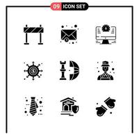 Set of 9 Solid Style Icons for web and mobile Glyph Symbols for print Solid Icon Signs Isolated on White Background 9 Icon Set vector