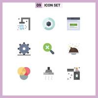Universal Icon Symbols Group of 9 Modern Flat Colors of search optimization internet media design Editable Vector Design Elements