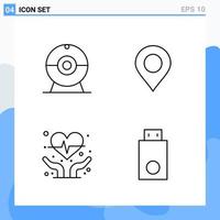 Modern 4 Line style icons Outline Symbols for general use Creative Line Icon Sign Isolated on White Background 4 Icons Pack vector